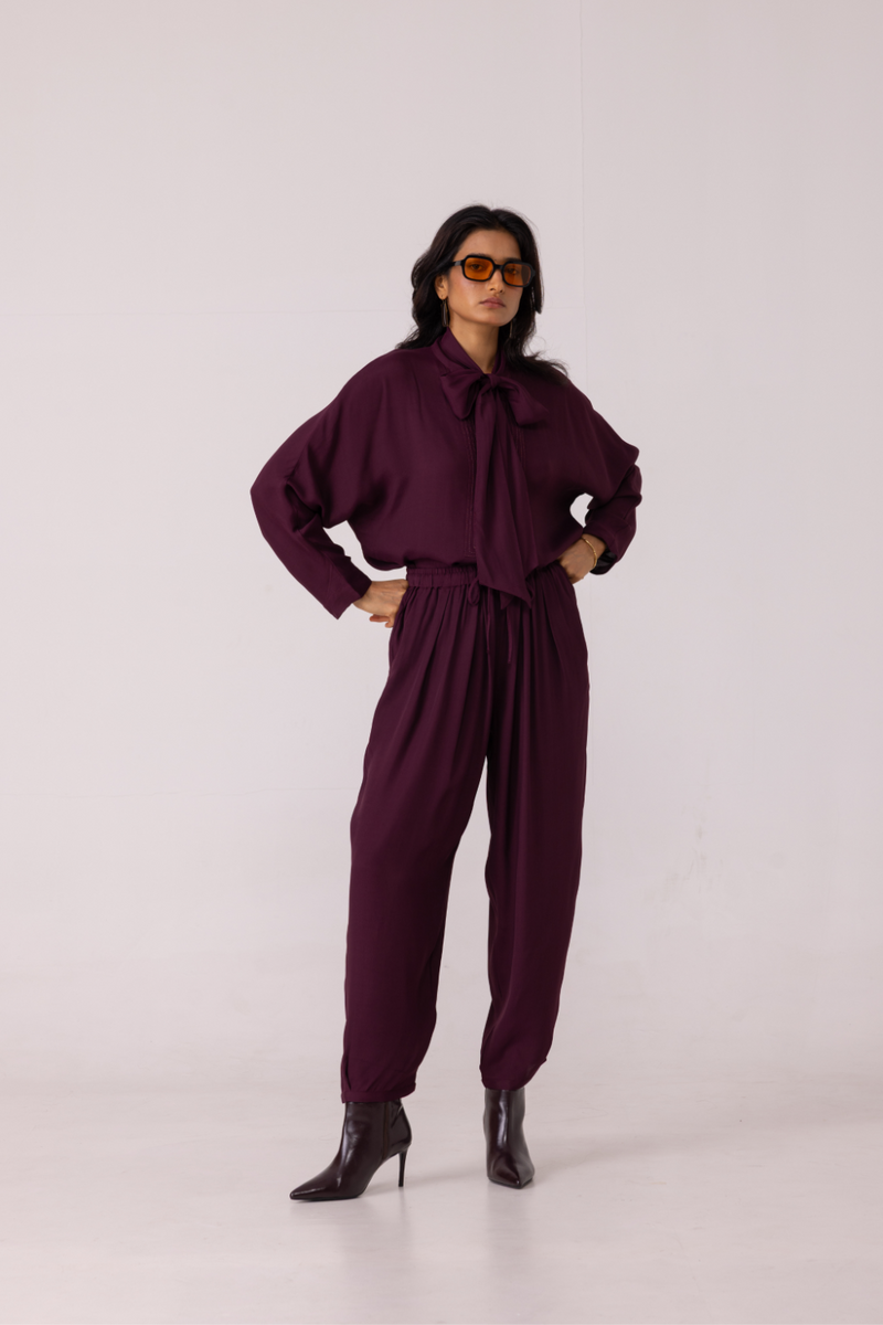 Sonja Wine Barrel Pants satin by The Summer House in orange color for women Worldwide