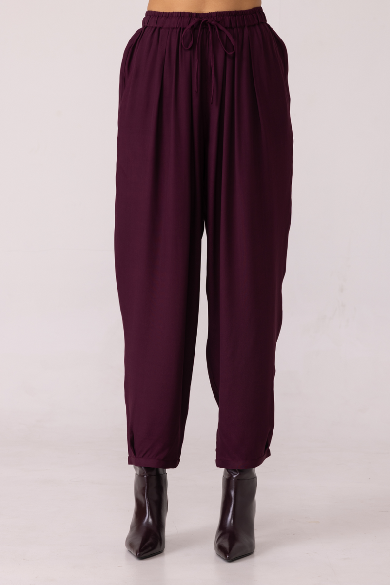 Sonja Wine Barrel Pants satin by The Summer House in orange color for women Worldwide