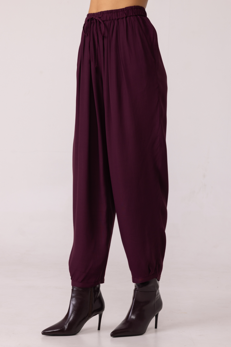 Sonja Wine Barrel Pants satin by The Summer House in orange color for women Worldwide