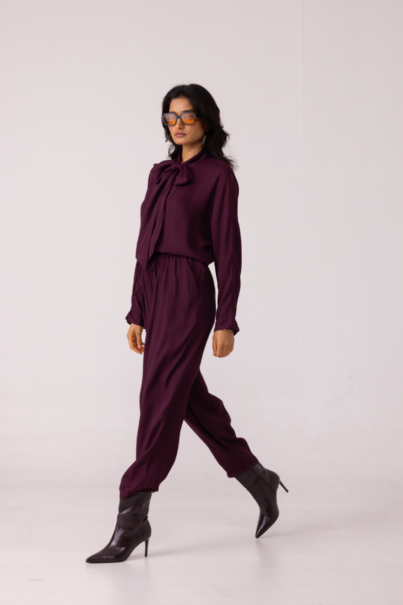 Sonja Wine Barrel Pants satin by The Summer House in orange color for women Worldwide