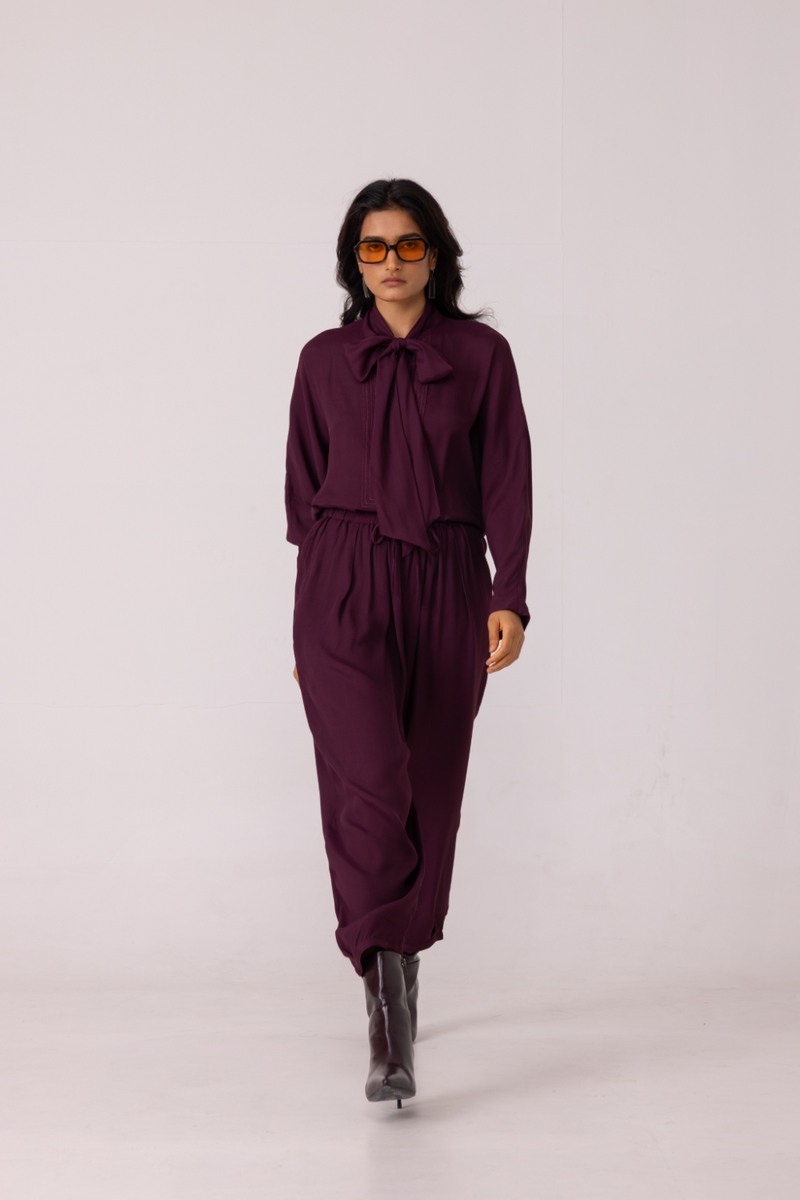 Sonja Wine Barrel Pants satin by The Summer House in orange color for women Worldwide