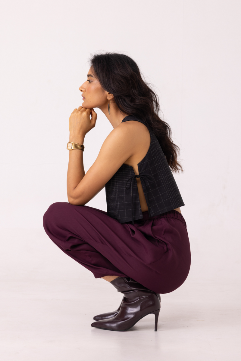 Sonja Wine Barrel Pants satin by The Summer House in orange color for women Worldwide