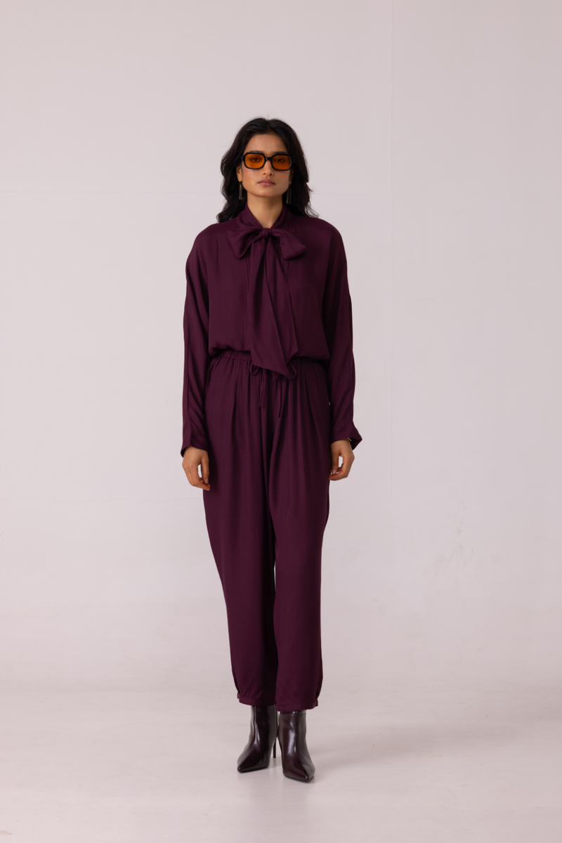 Sonja Wine Barrel Pants satin by The Summer House in orange color for women Worldwide
