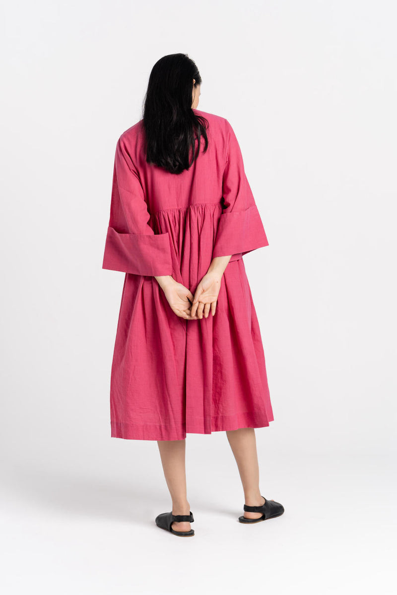 Sorbet pink gathered midi dress - Pink Dress by World of Crow in pink color for women Worldwide