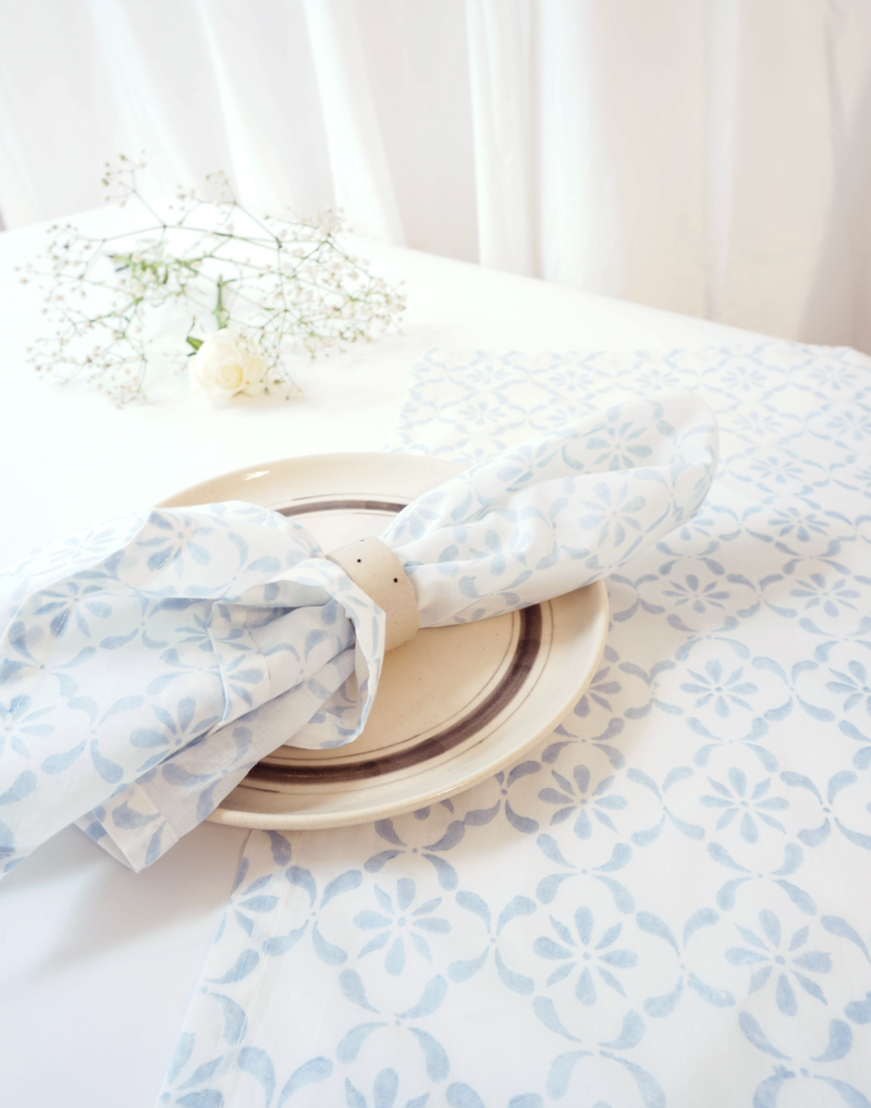 Souk Napkin, Blue (Set of 4) 100% cotton by Minimal Indian for Worldwide