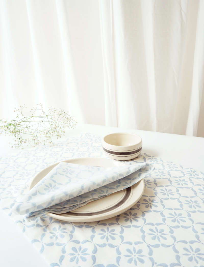 Souk Napkin, Blue (Set of 4) 100% cotton by Minimal Indian for Worldwide