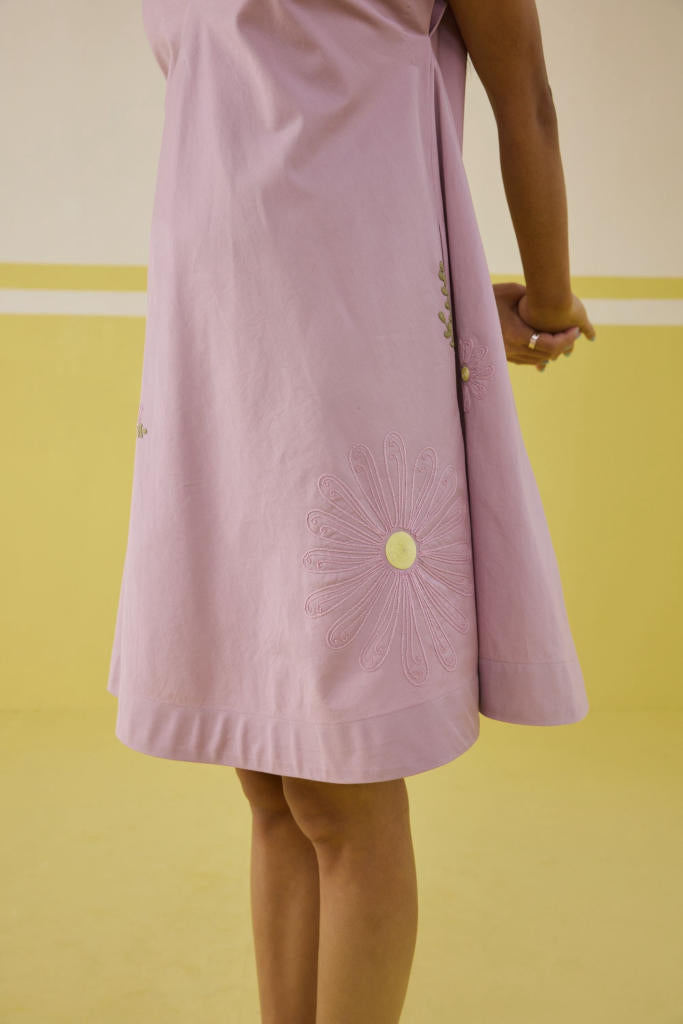Soul Flower Organic Cotton Dress satin by SUI in pink color for women Worldwide