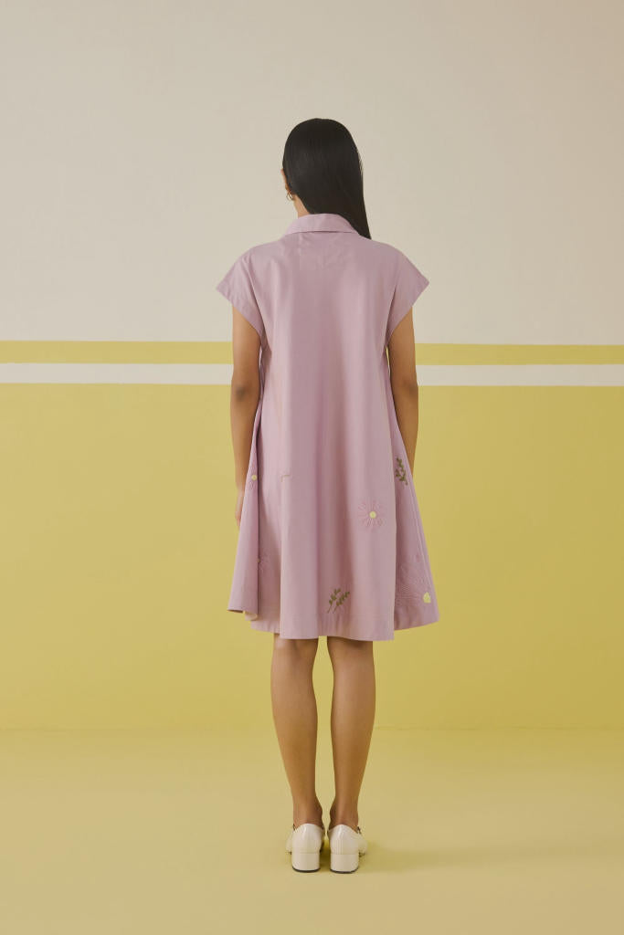 Soul Flower Organic Cotton Dress satin by SUI in pink color for women Worldwide