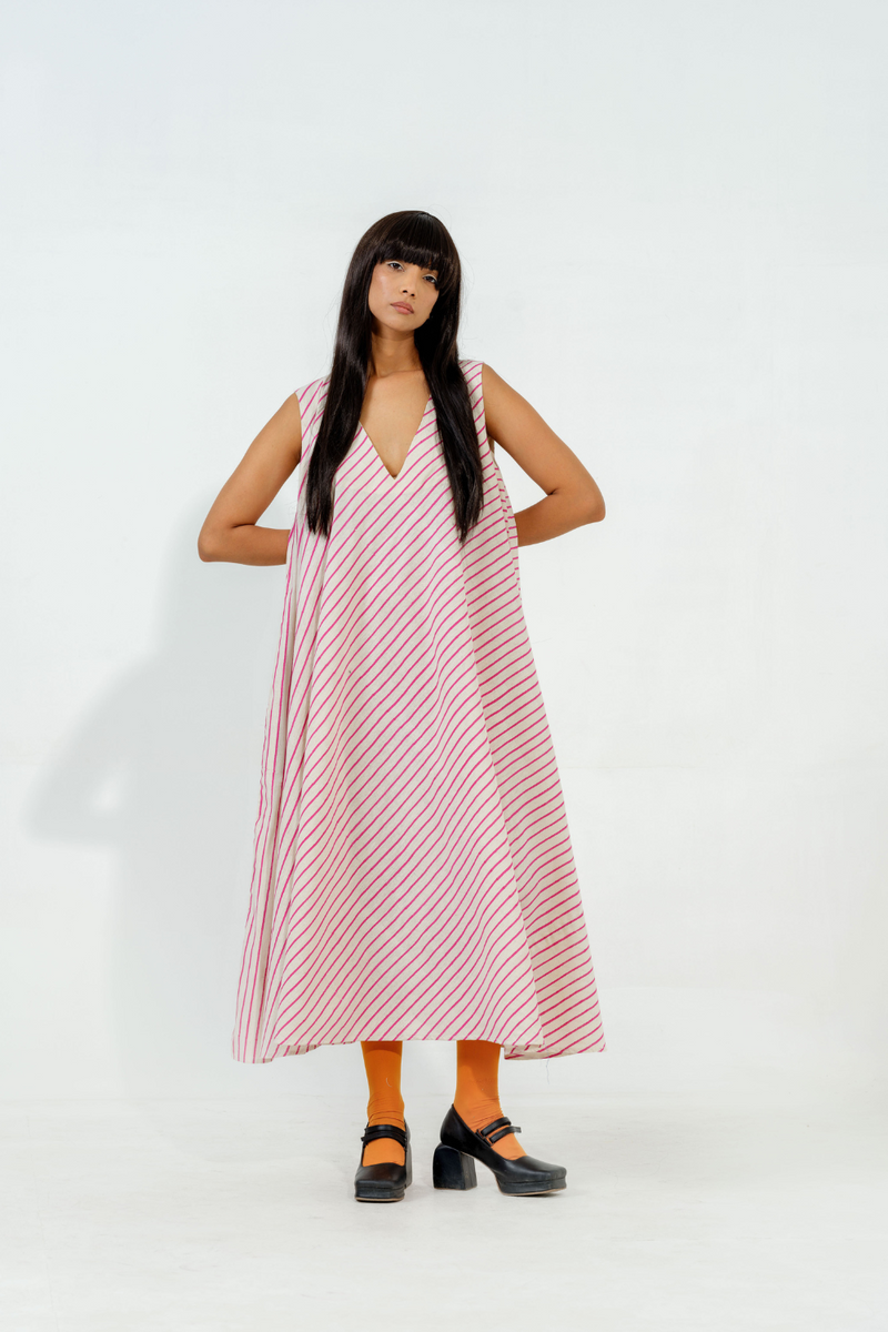 Soy Dress cotton muslin dresses by Stoique in natural, blue for women Worldwide