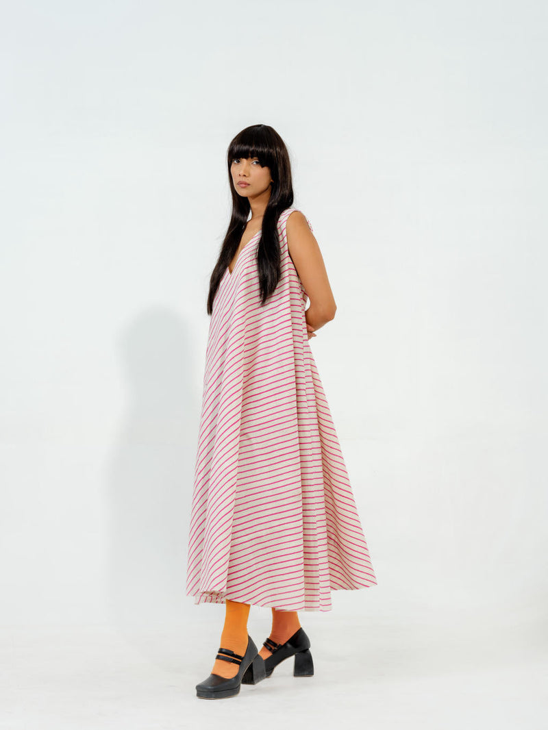 Soy Dress cotton muslin dresses by Stoique in natural, blue for women Worldwide