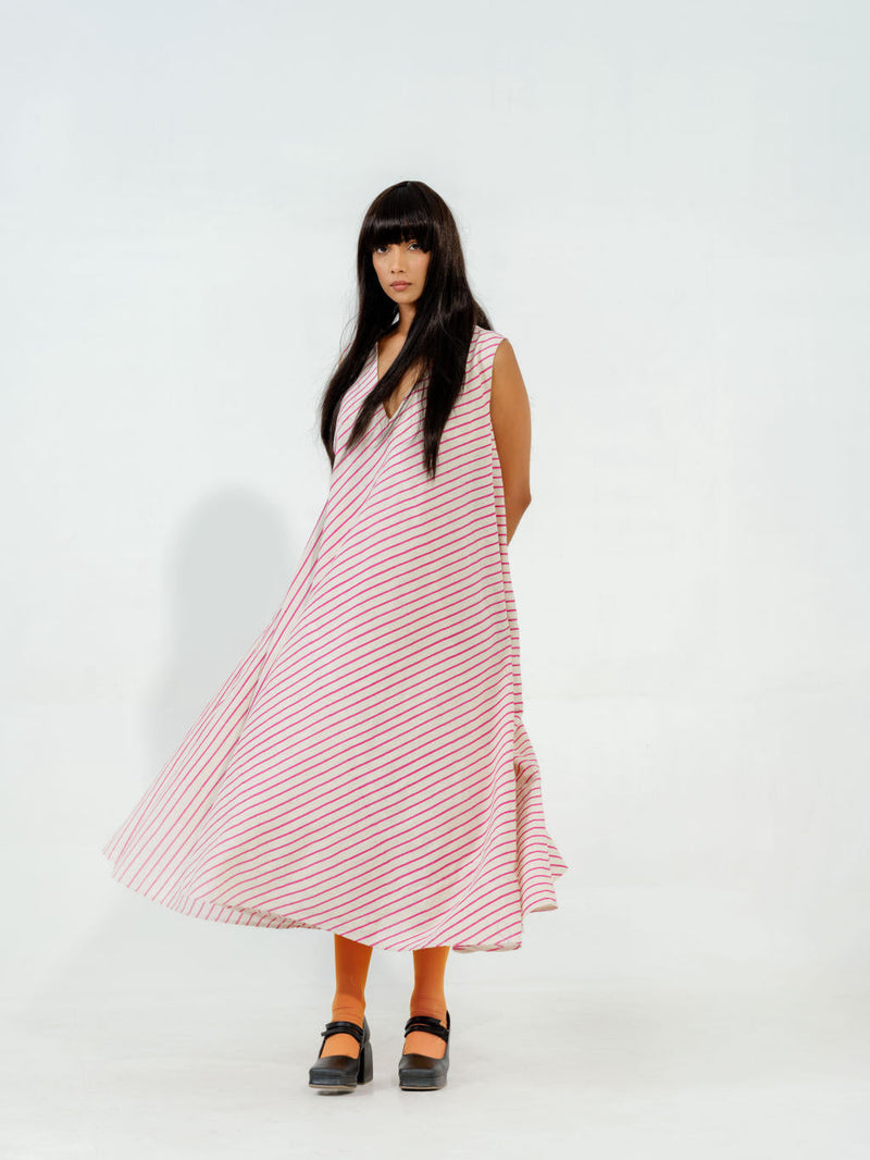 Soy Dress cotton muslin dresses by Stoique in natural, blue for women Worldwide