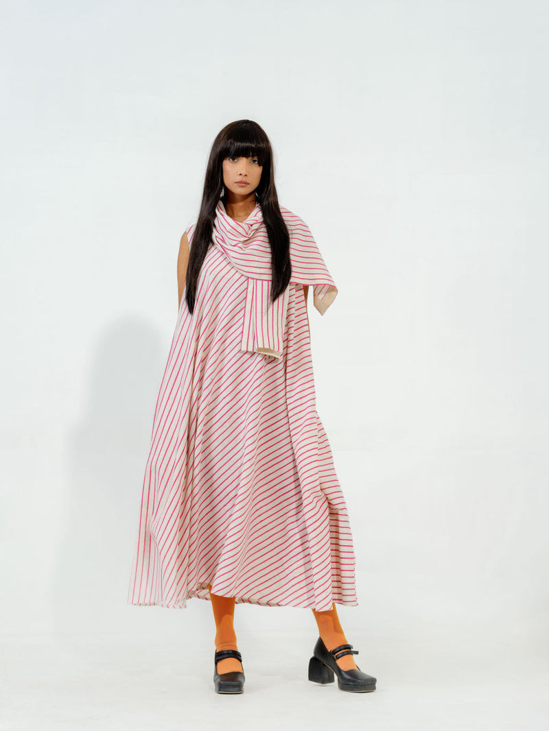 Soy Dress cotton muslin dresses by Stoique in natural, blue for women Worldwide