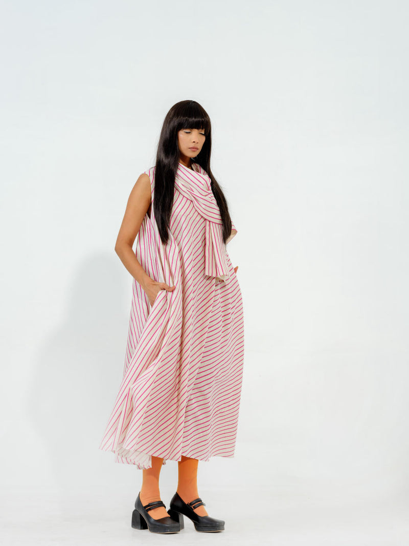 Soy Dress cotton muslin dresses by Stoique in natural, blue for women Worldwide