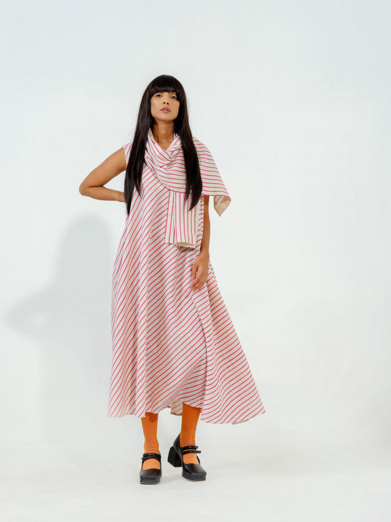 Soy Dress cotton muslin dresses by Stoique in natural, blue for women Worldwide