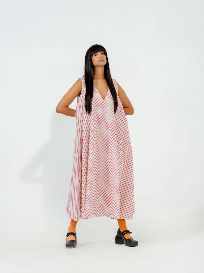 Soy Dress cotton muslin dresses by Stoique in natural, blue for women Worldwide