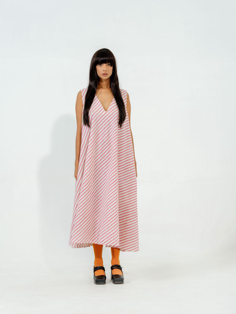 Soy Dress cotton muslin dresses by Stoique in natural, blue for women Worldwide
