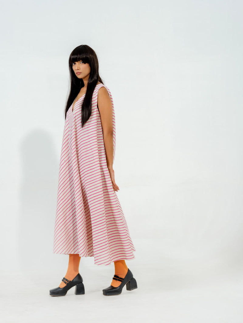 Soy Dress cotton muslin dresses by Stoique in natural, blue for women Worldwide