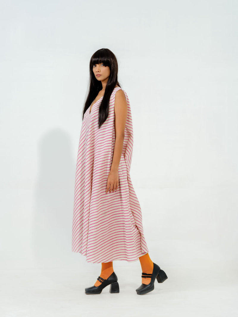 Soy Dress cotton muslin dresses by Stoique in natural, blue for women Worldwide