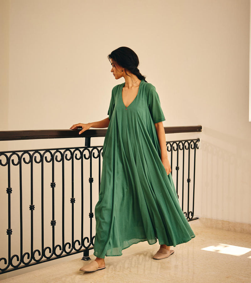 Spirited Away Dress cotton by Khara Kapas in green for women Worldwide