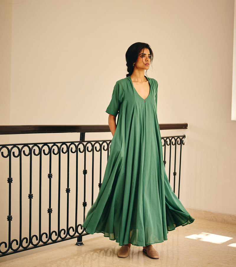 Spirited Away Dress cotton by Khara Kapas in green for women Worldwide