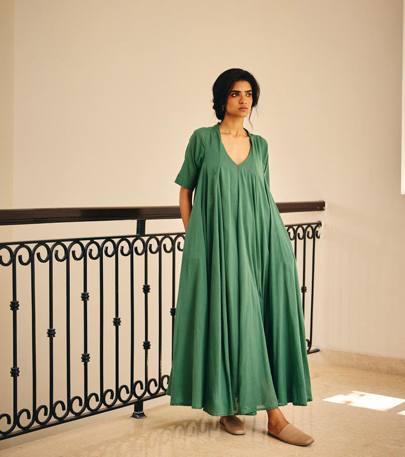 Spirited Away Dress cotton by Khara Kapas in green for women Worldwide