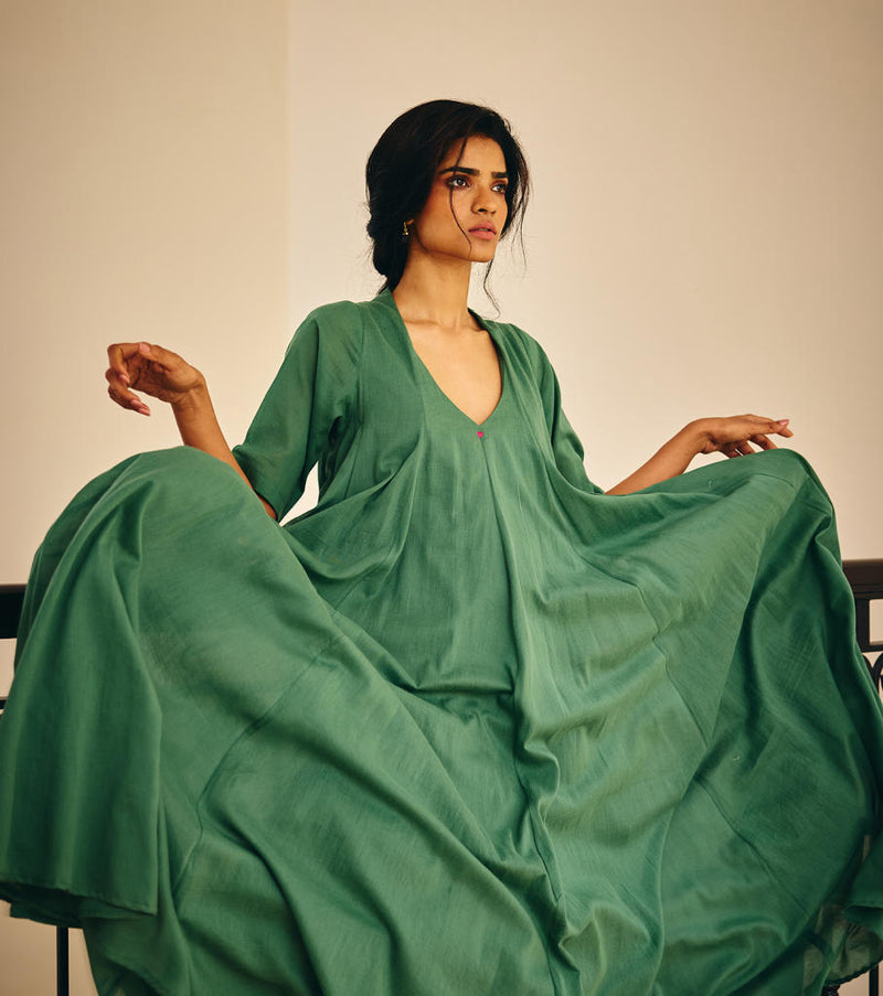 Spirited Away Dress cotton by Khara Kapas in green for women Worldwide