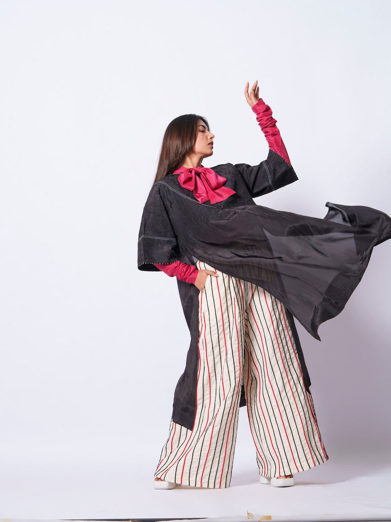 Sprout Tunic-Black upada silk kaftans and tunics by Stoique in black for women Worldwide