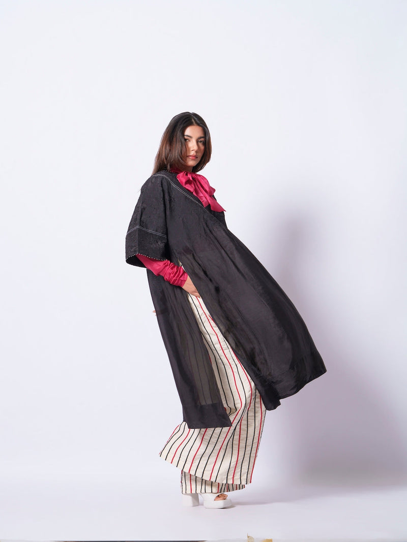 Sprout Tunic-Black upada silk kaftans and tunics by Stoique in black for women Worldwide
