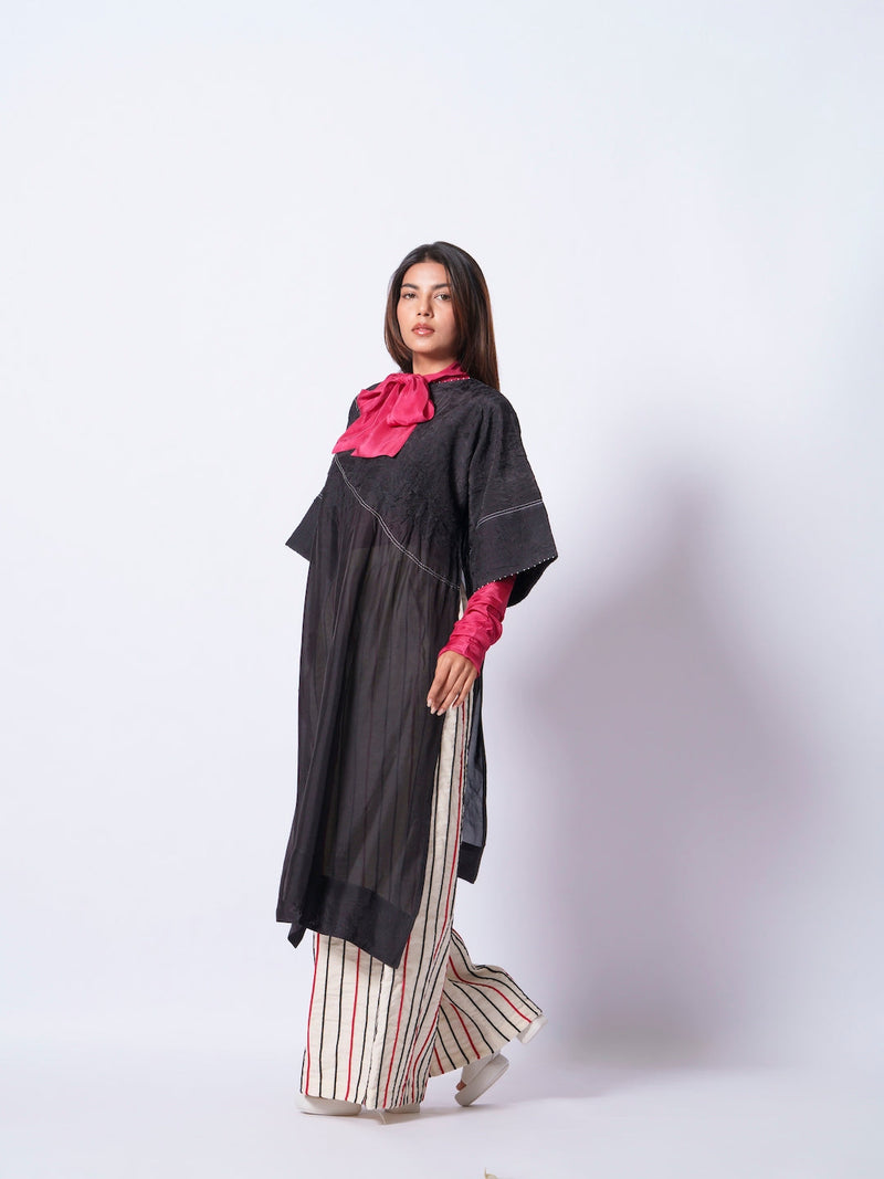 Sprout Tunic-Black upada silk kaftans and tunics by Stoique in black for women Worldwide
