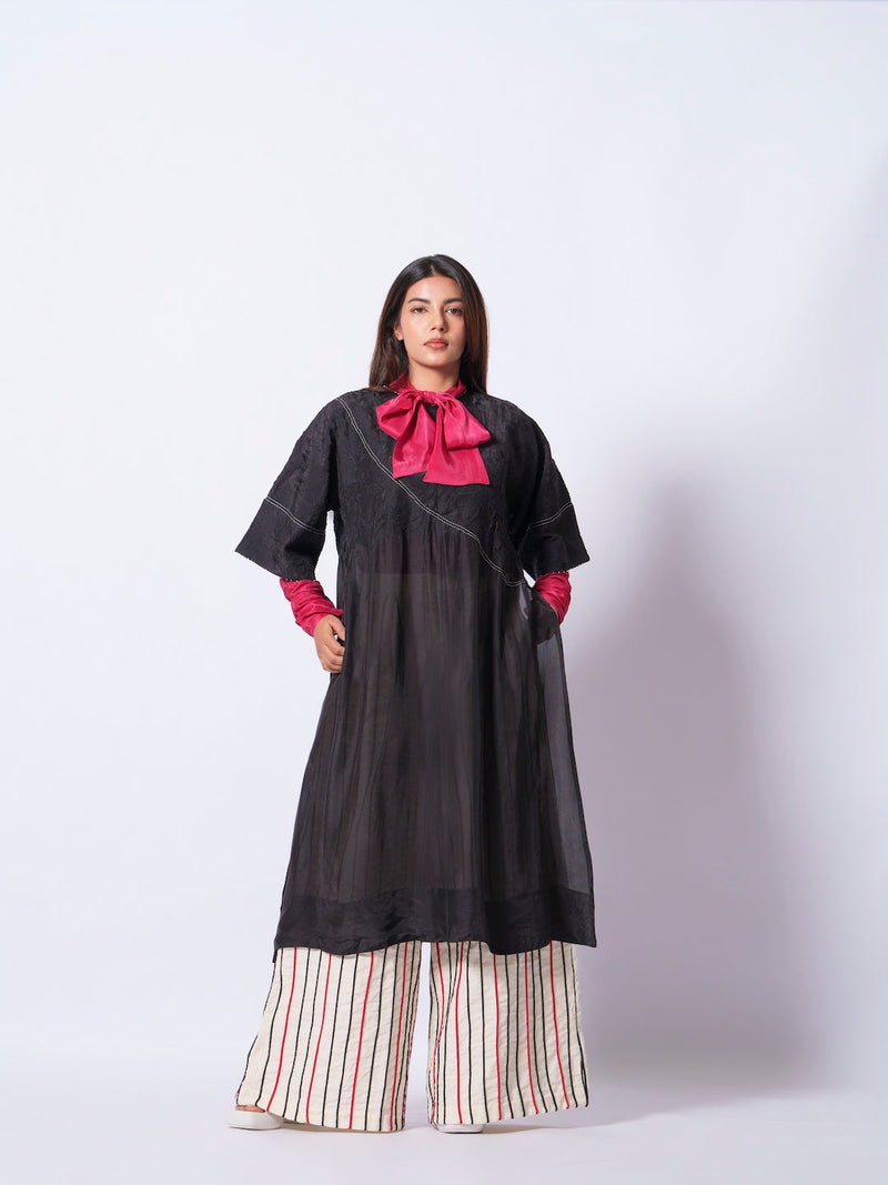 Sprout Tunic-Black upada silk kaftans and tunics by Stoique in black for women Worldwide