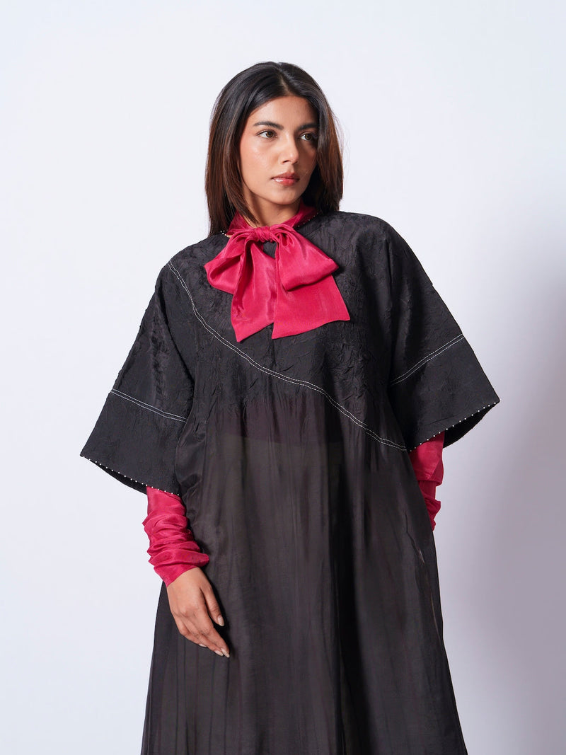 Sprout Tunic-Black upada silk kaftans and tunics by Stoique in black for women Worldwide