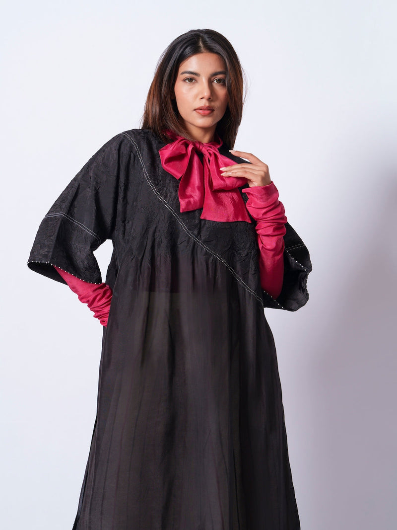 Sprout Tunic-Black upada silk kaftans and tunics by Stoique in black for women Worldwide