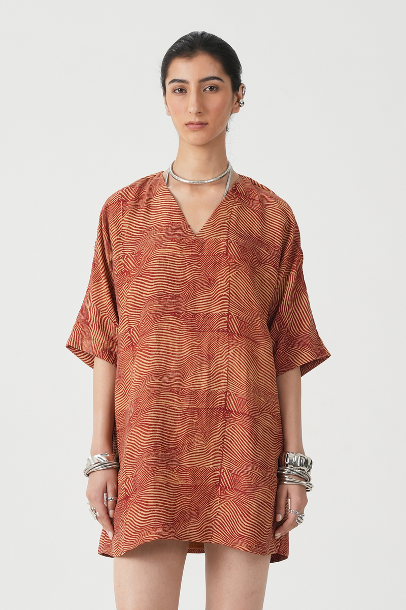 Stad Hand Printed Red Dress