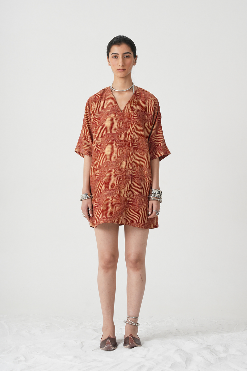 Stad Hand Printed Red Dress