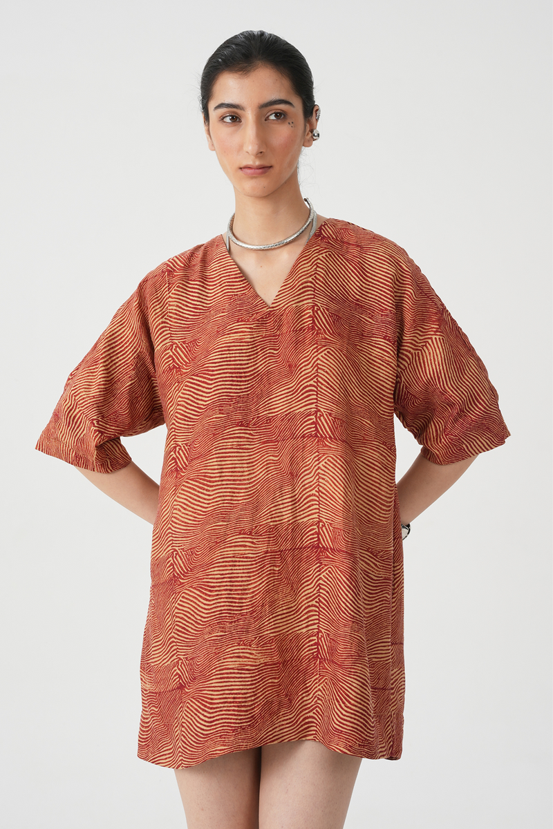 Stad Hand Printed Red Dress
