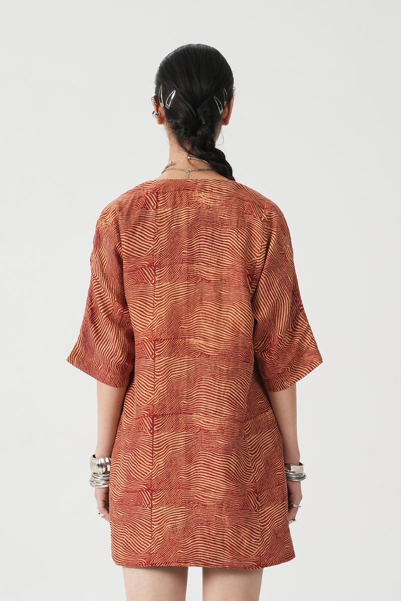 Stad Hand Printed Red Dress