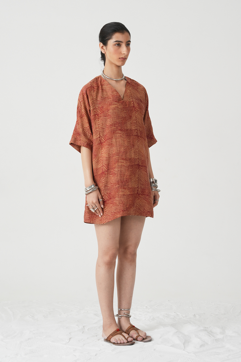 Stad Hand Printed Red Dress