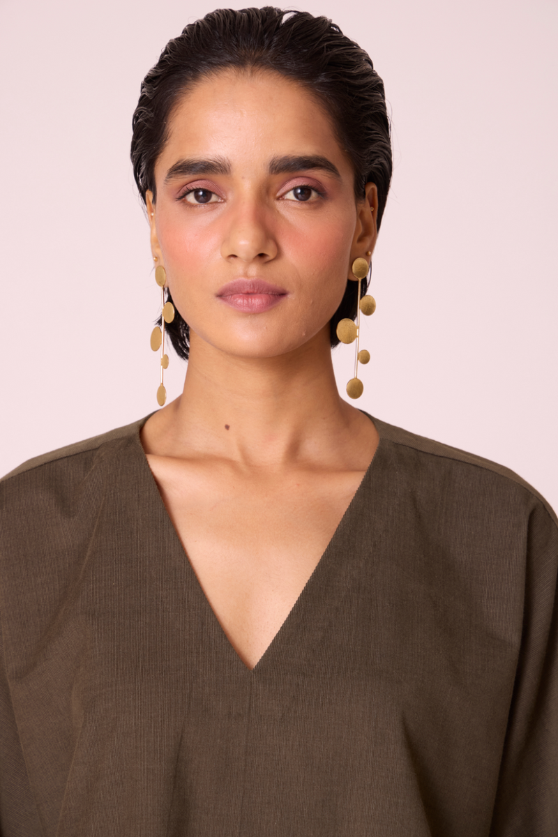 Stad Olive Needlecord Shift Dress cotton by The Summer House in olive color for women Worldwide