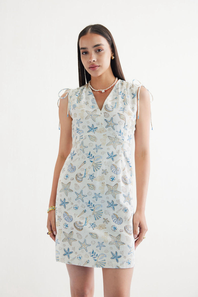 Starfish Handspun Handwoven Organic Cotton Dress cotton by SUI in white color for women Worldwide