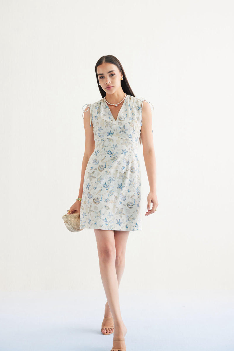 Starfish Handspun Handwoven Organic Cotton Dress cotton by SUI in white color for women Worldwide