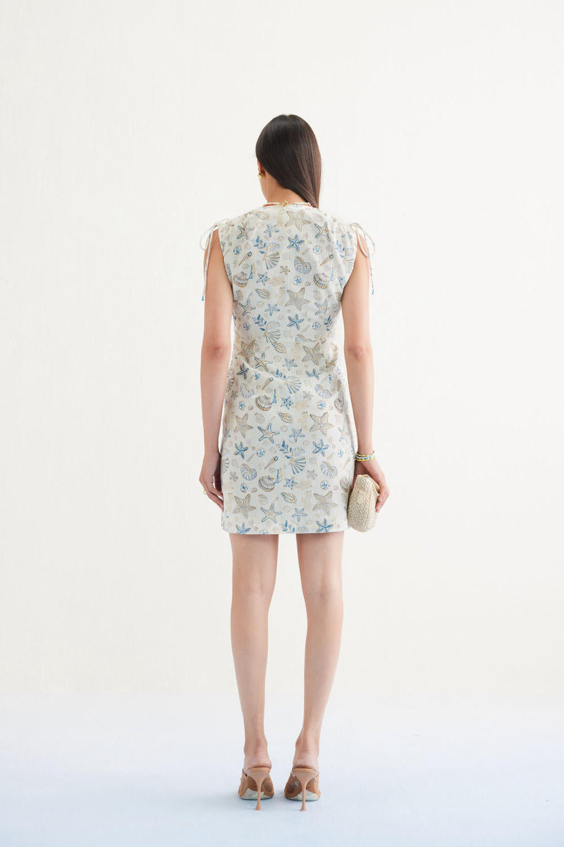 Starfish Handspun Handwoven Organic Cotton Dress cotton by SUI in white color for women Worldwide