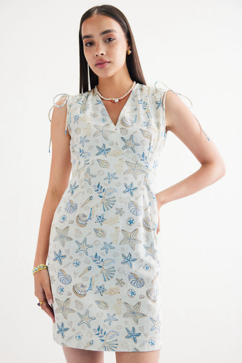 Starfish Handspun Handwoven Organic Cotton Dress cotton by SUI in white color for women Worldwide