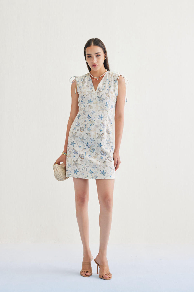 Starfish Handspun Handwoven Organic Cotton Dress cotton by SUI in white color for women Worldwide