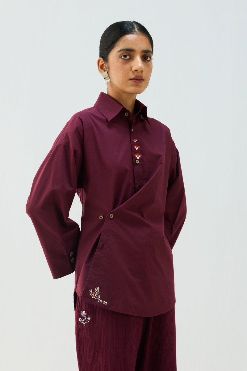 Stillness Organic Cotton Wrap Shirt cotton by Sui for women Worldwide