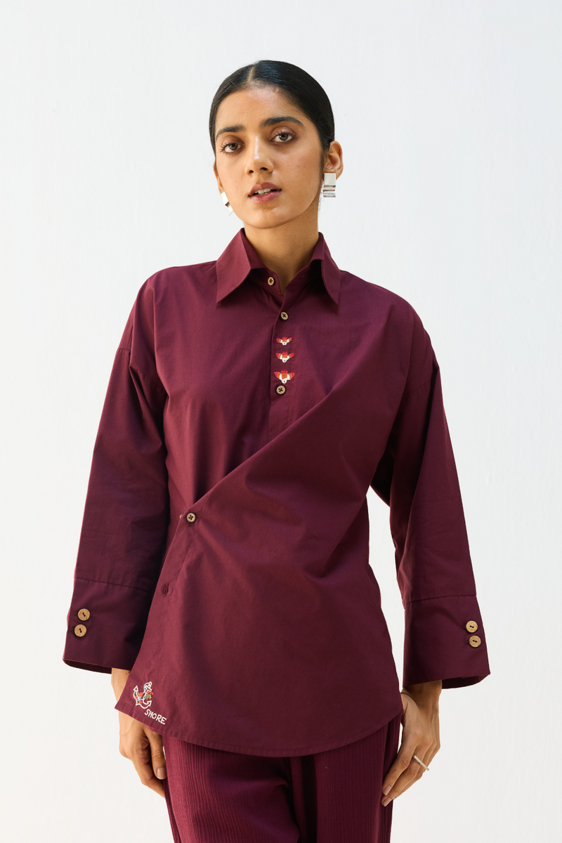 Stillness Organic Cotton Wrap Shirt cotton by Sui for women Worldwide