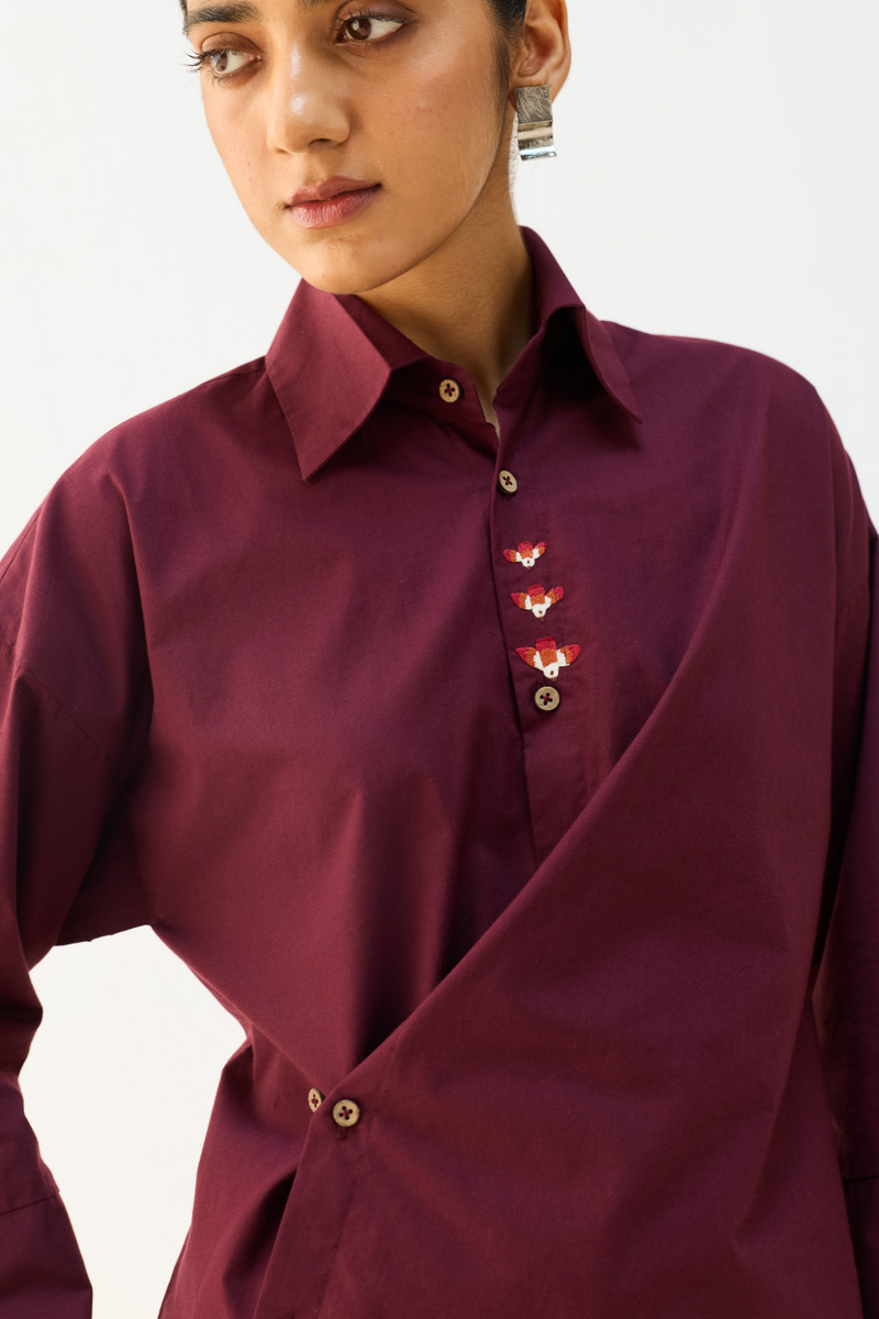 Stillness Organic Cotton Wrap Shirt cotton by Sui for women Worldwide