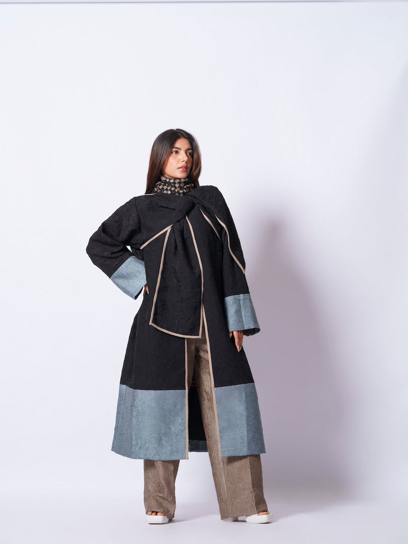 Stone Overlay-Black + Teal mysore silk jackets and overlays by Stoique in black, teal for women Worldwide