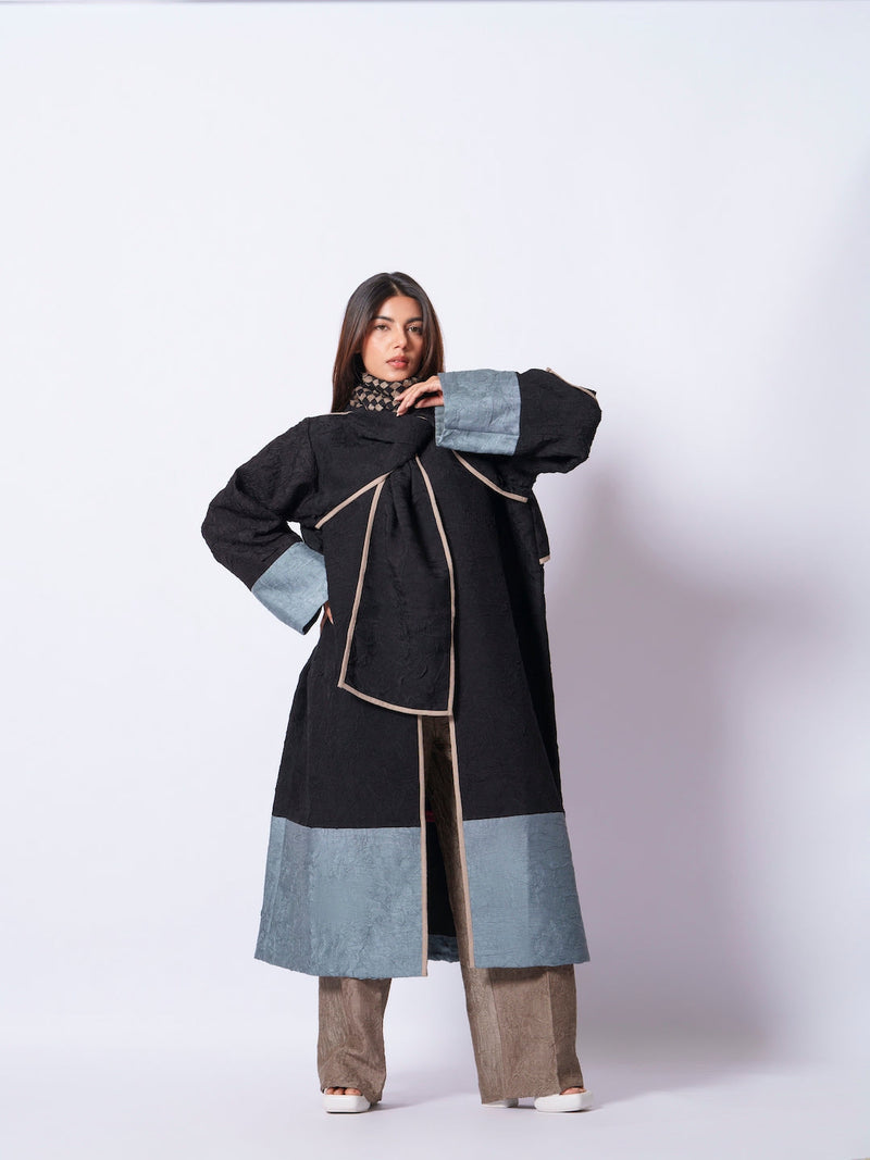 Stone Overlay-Black + Teal mysore silk jackets and overlays by Stoique in black, teal for women Worldwide