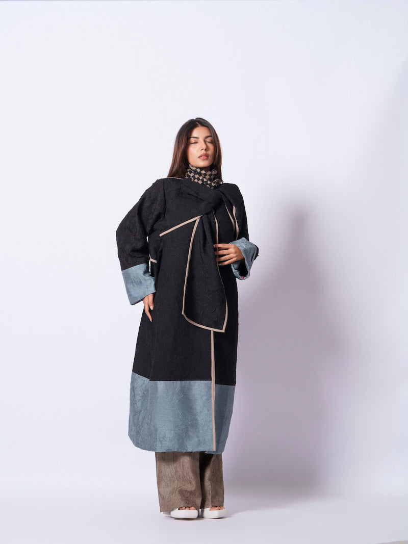 Stone Overlay-Black + Teal mysore silk jackets and overlays by Stoique in black, teal for women Worldwide