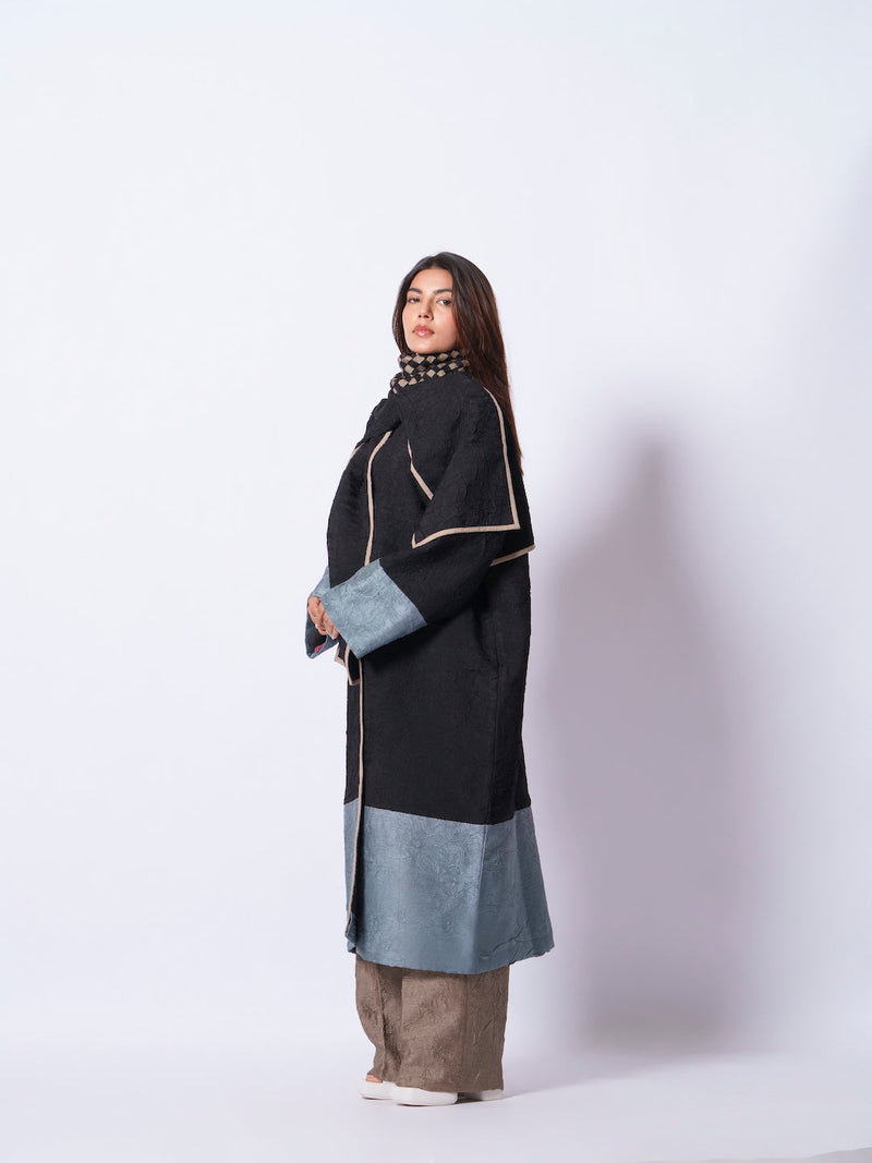 Stone Overlay-Black + Teal mysore silk jackets and overlays by Stoique in black, teal for women Worldwide